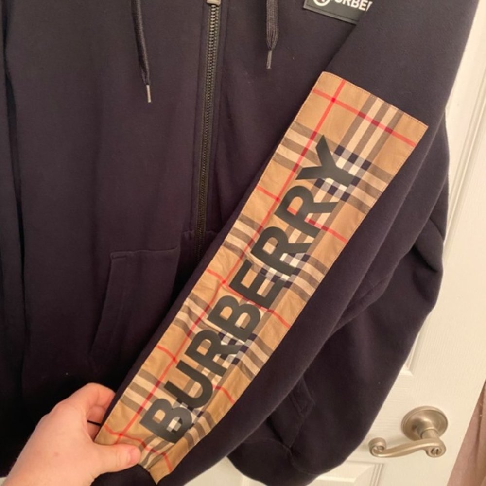 SOLD Burberry Rubber Logo Novacheck Sleeve Hoodie - Picture 7 of 13